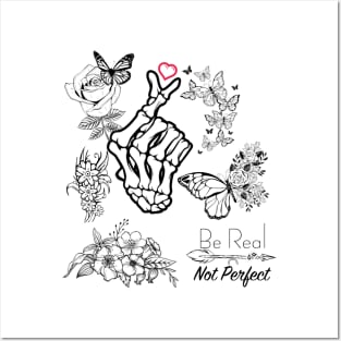 Be real not perfect SVG PNG, svg cut files for Cricut, Self love svg, Inspirational svg, Kindness svg, tshirt, boho svg, front pocket svg Posters and Art